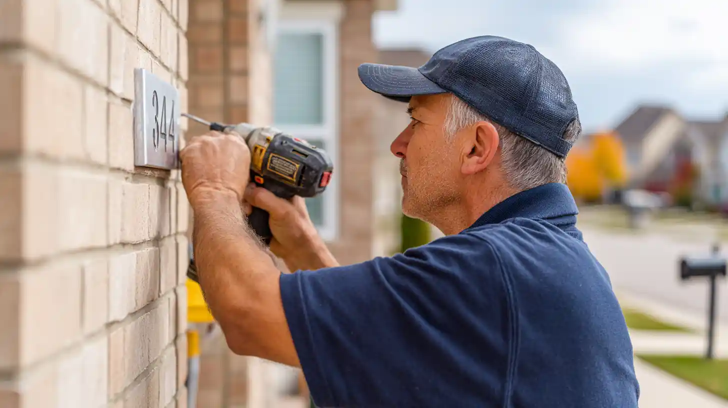 House number address installation improving curb appeal for Stockton CA home