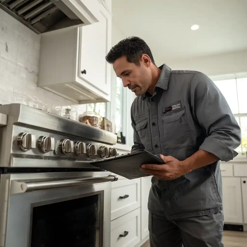 Oven and stove maintenance inspection during appliance repair service in Stockton CA