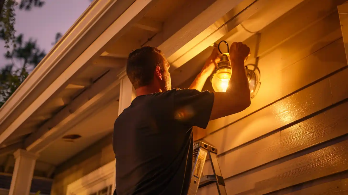 Porch light fixture replacement improving exterior lighting at Stockton CA home